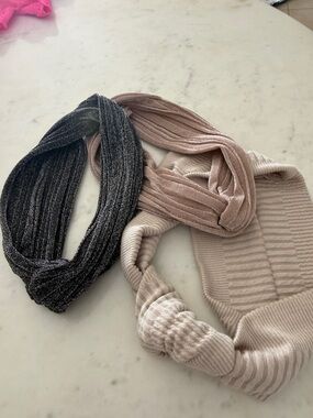 Women's Ribbed Headband Set - Neutral and Charcoal clean no smell